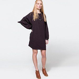 Black Crane Purple Balloon Sleeve Dress M